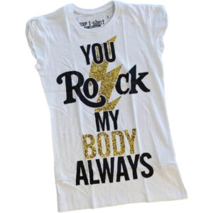 Naiste t-särk ´´You rock my body always´´ valge