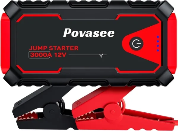 Povasee 3000A käivitusabi akupank 12V autodele, LED, USB kiirlaadimine, käivituskaablitega
