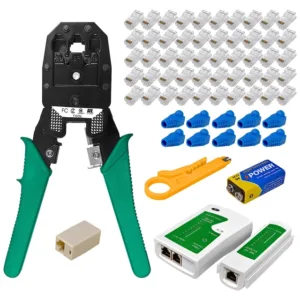 Võrgukaabli pressimistangid testeriga RJ45 RJ11 RJ12 CAT5 CAT5E kaablite jaoks 9V patareiga