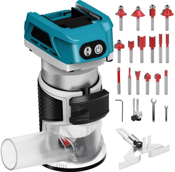 800W akufrees Makita 18V akule harjavaba mootoriga puidutöödeks 16 freesiotsikut ilma akuta