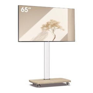 Ratastel telerialus valge jalaga ja puidutooni alusega,