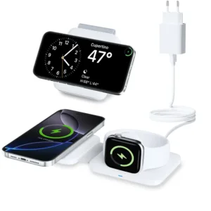 Juhtmevaba laadimisjaam iPhone’i ja Apple Watchi jaoks.