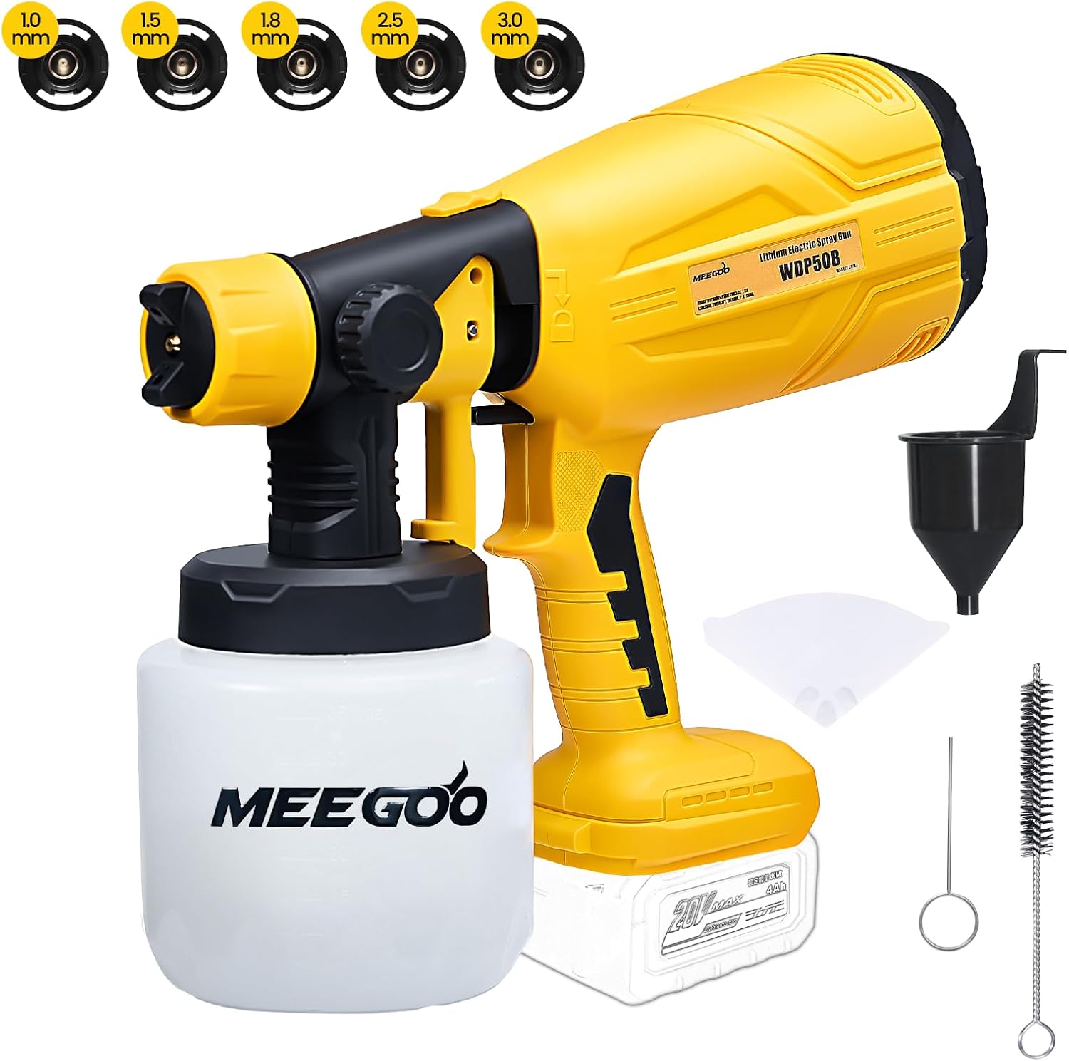 Värvipüstol 1000 ml mahutiga, reguleeritava vooluhulga ja suure kiirusega, sobib DeWalt 18V akudele.