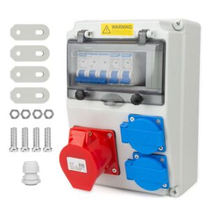 16 A ehituselektrikilp 2 × 230 V ja 1 × CEE 16 A pistikupesaga IP44