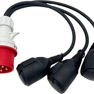 CEE adapter 400 V 16 A kolme 230 V Schuko pistikupesaga