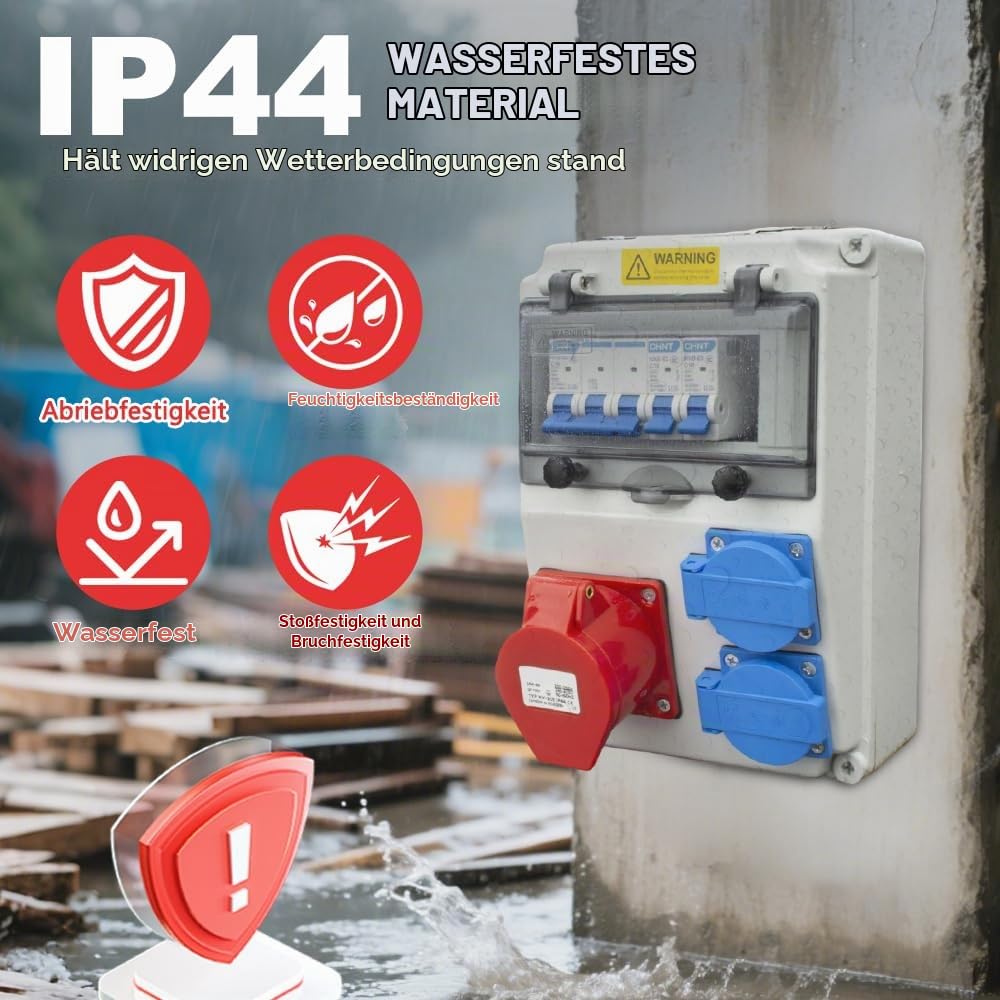 16 A elektrikilp kaitselülitiga – 2 × 230 V + 1 × CEE 16 A, IP44 - Image 4