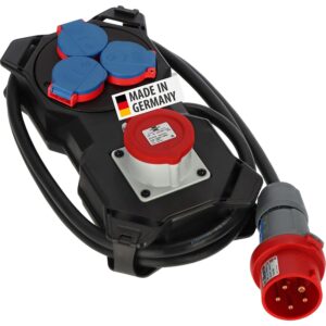 16 A CEE voolujaotur 2 m kaabliga – 3 × 230 V + 1 × CEE 400 V, IP44