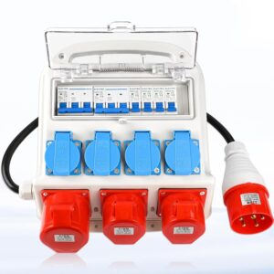 IP67 ehituselektrikilp 4 × 230 V, 2 × CEE 16 A ja 1 × CEE 32 A pistikupesaga
