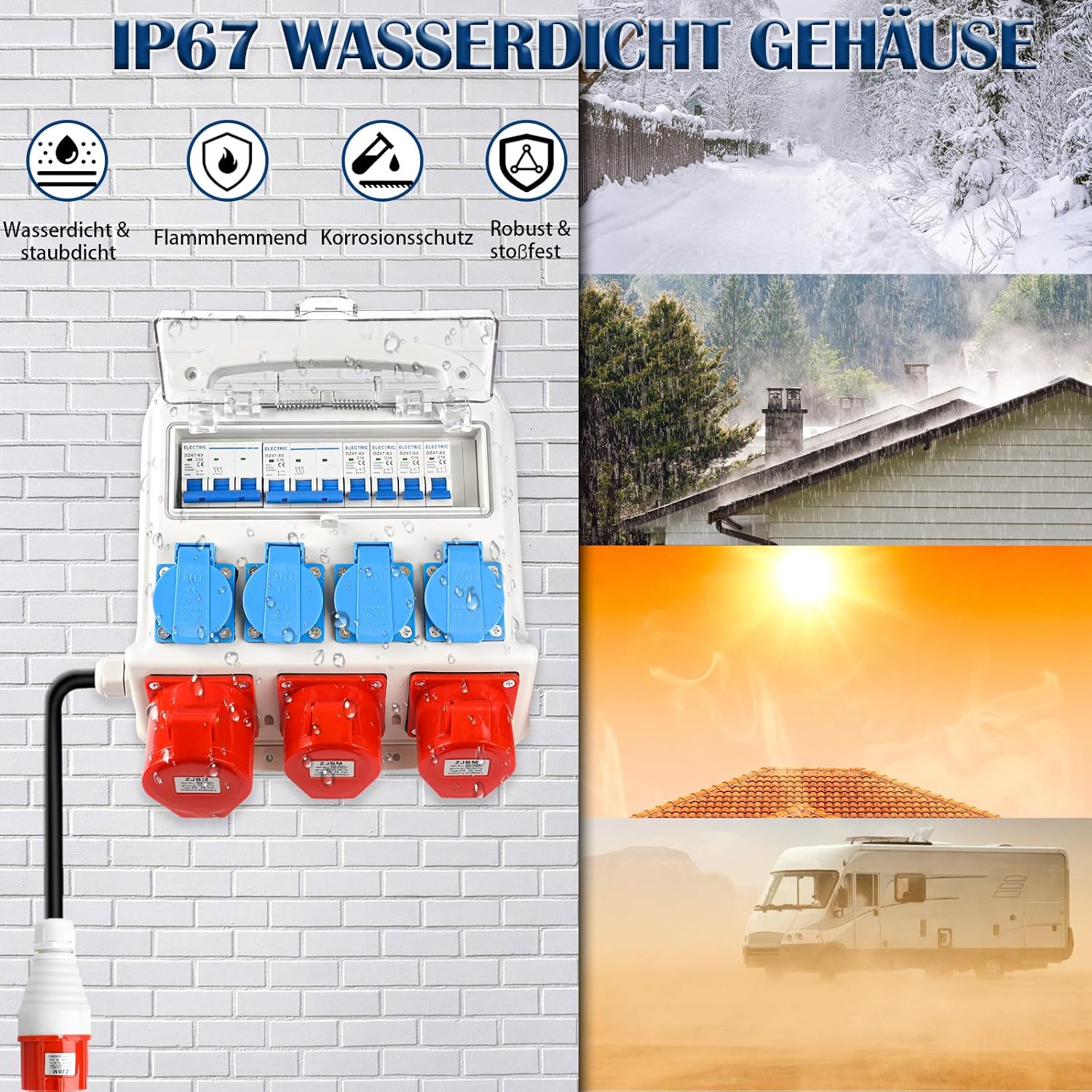 Ehituselektrikilp – 4 × 230 V, 2 × CEE 16 A, 1 × CEE 32 A - Image 2