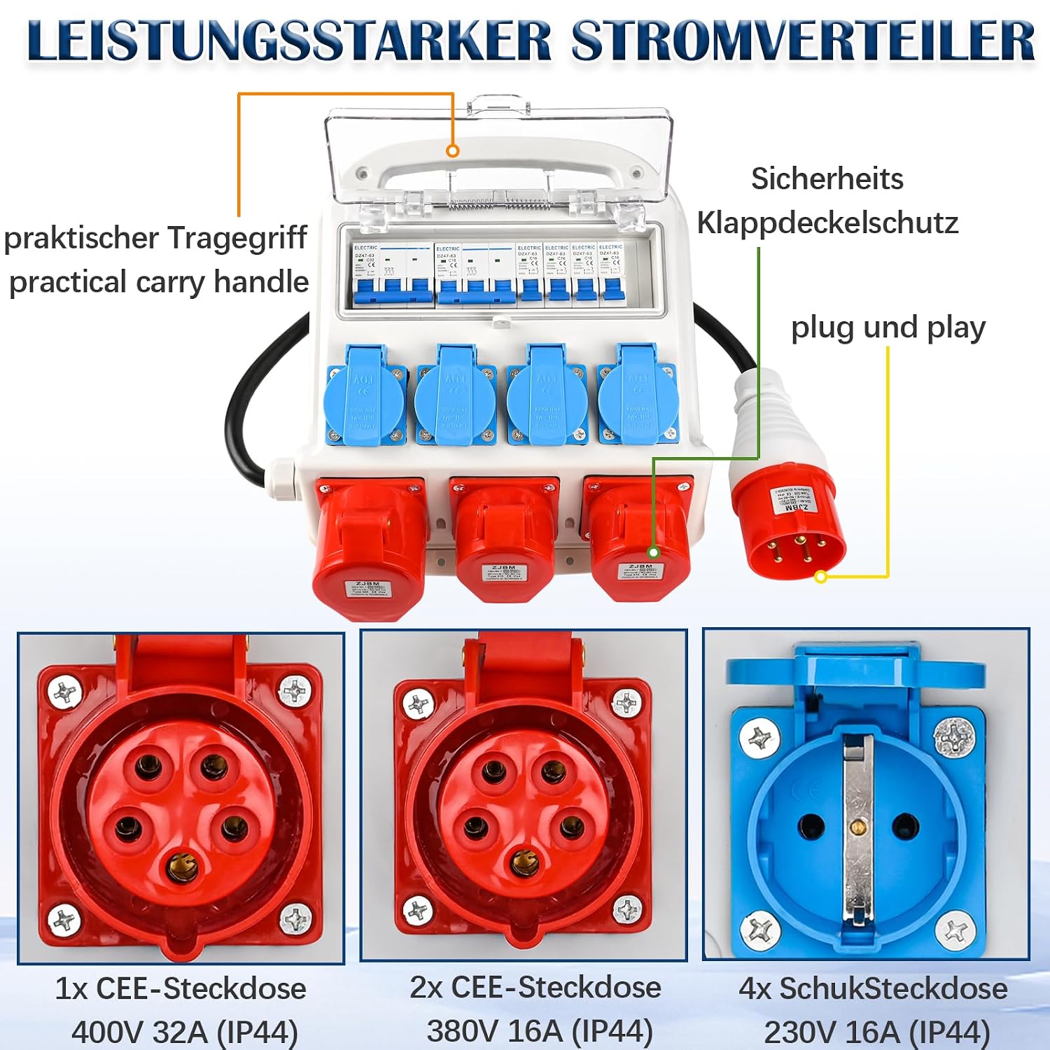 Ehituselektrikilp – 4 × 230 V, 2 × CEE 16 A, 1 × CEE 32 A - Image 4